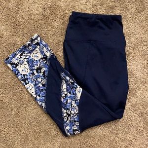 Navy floral leggings with mesh